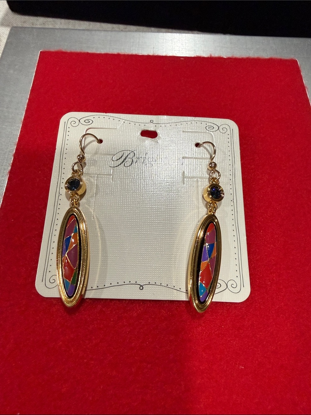 Brand New Brighton ColorMix Mosaic Enamel Oval Drop Earrings Never worn.